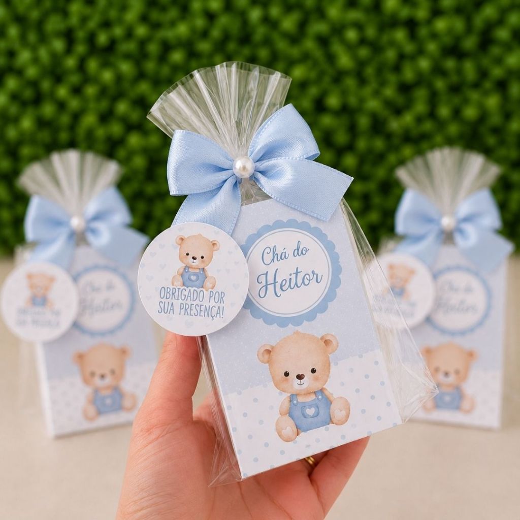 Bloquinho Lembrancinha Chá de bebê Ursinho azul Personalizado | Decoração mimo Maternidade Festa
