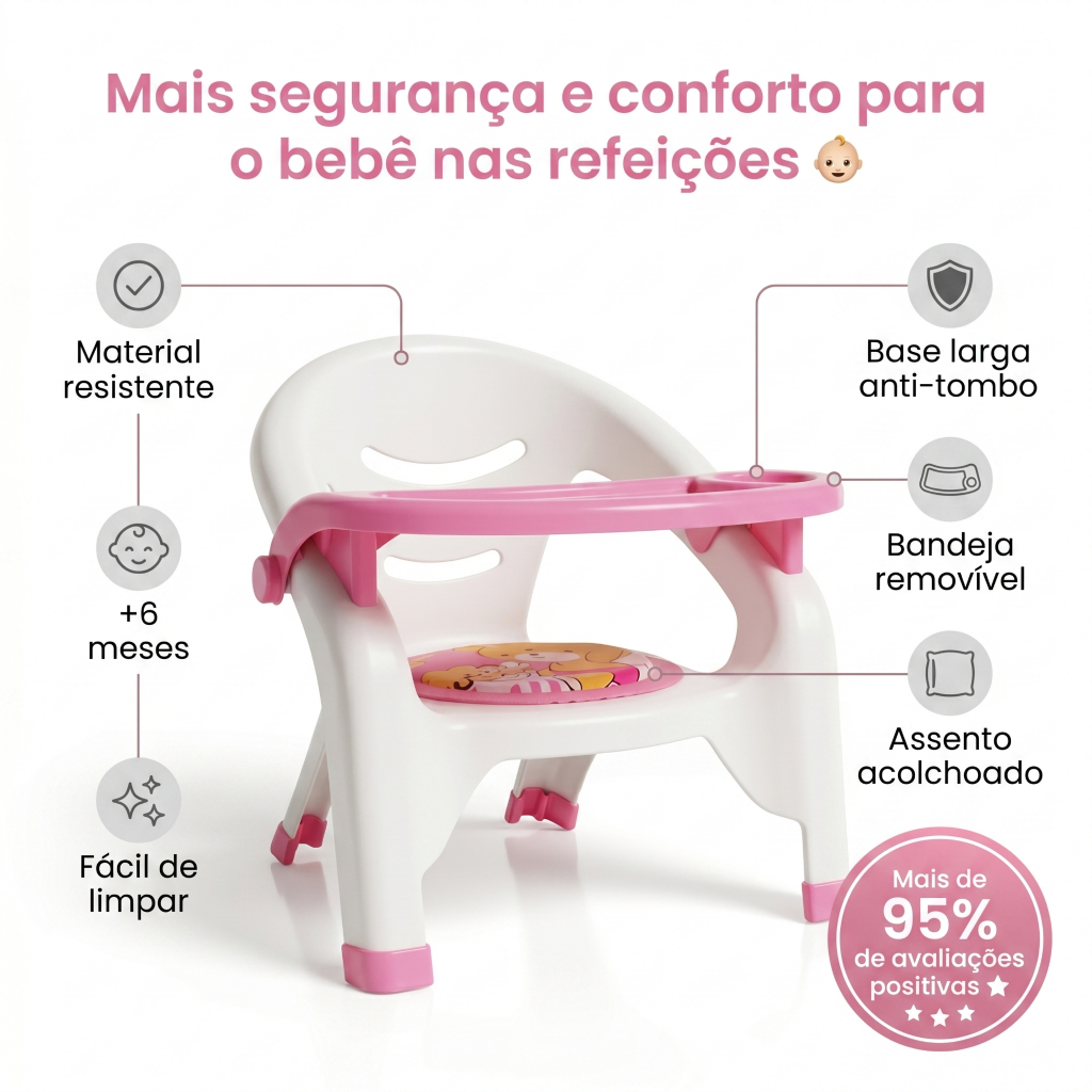 Cadeira de Alimentação Infantil Menino Menina Refeição Bebê · foto 2