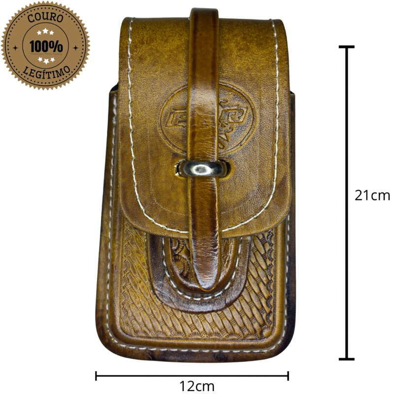 CAPINHA DE COURO LEGITIMO BAINHA PARA CELULAR E CANIVETE