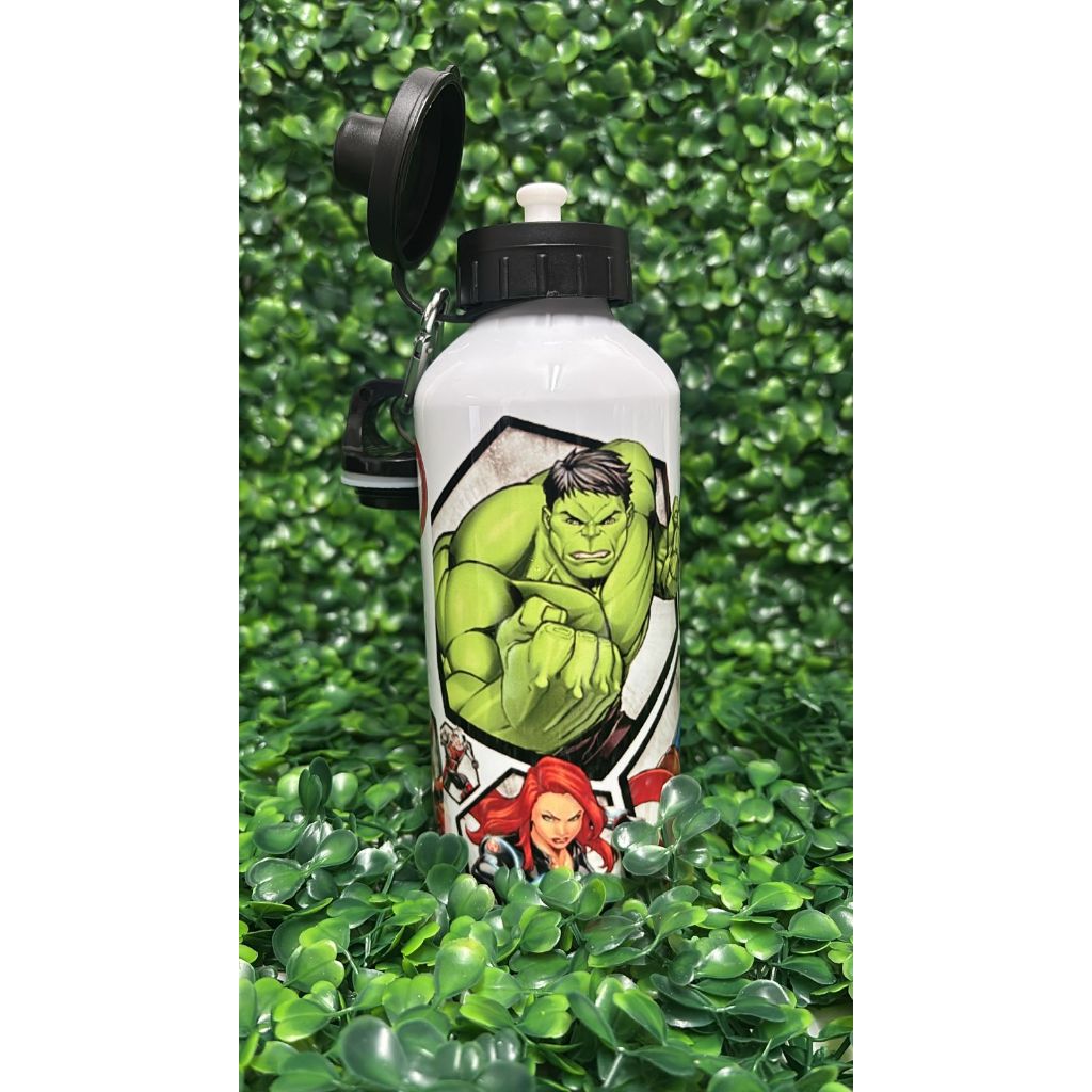 Garrafa Personalizada Vingadores com Nome 600ml Alumínio Squeeze Marvel Homem de Ferro Thor