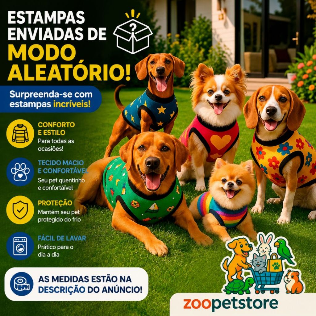 Roupinhas Soft Inverno POP Para Cachorro Pet Pequeno Porte a Grande Porte
