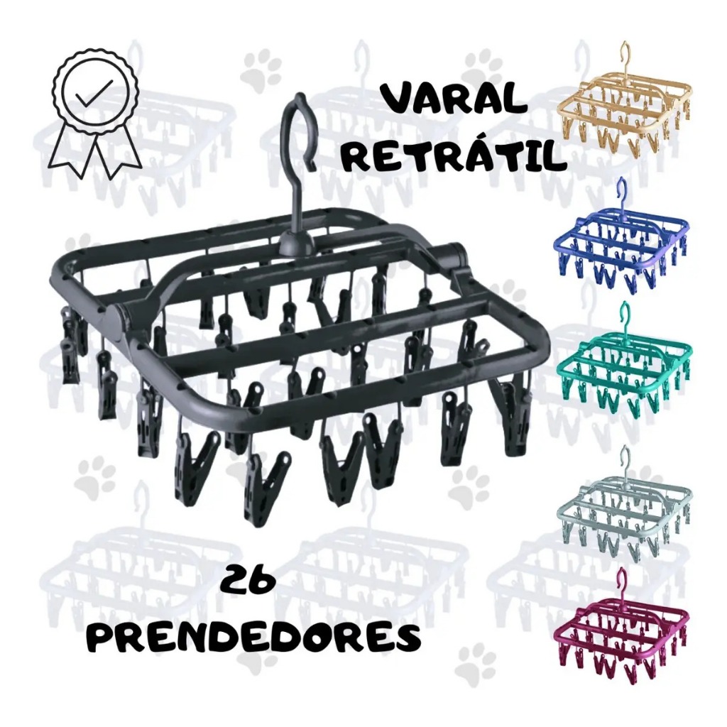 Varal roupa íntima, dobrável, multiuso, com  26 prendedores, calcinha, cueca, sutiã, biquíni e meias