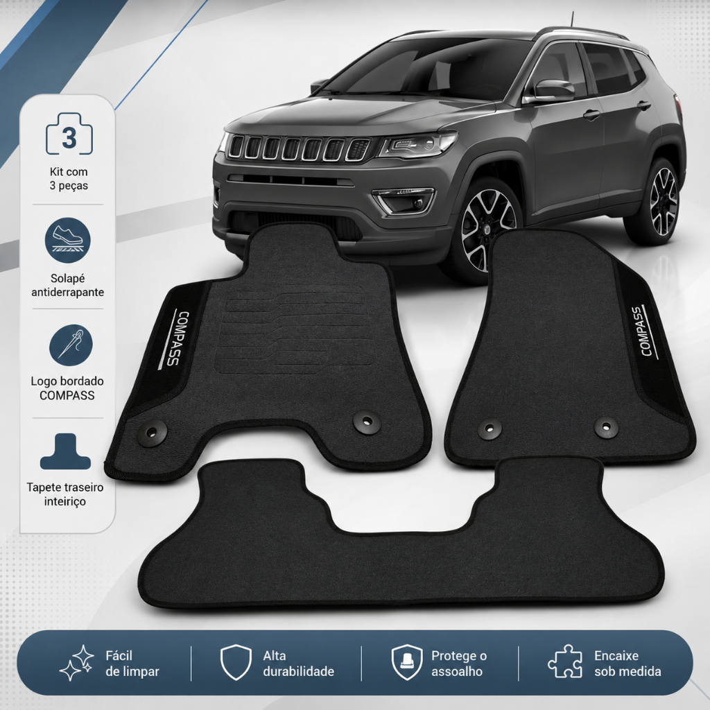 Jogo Tapete Borracha Jeep Compass Ano 2016 2017 2018 2019 2020 2021 2022 2023 2024 2025 2026