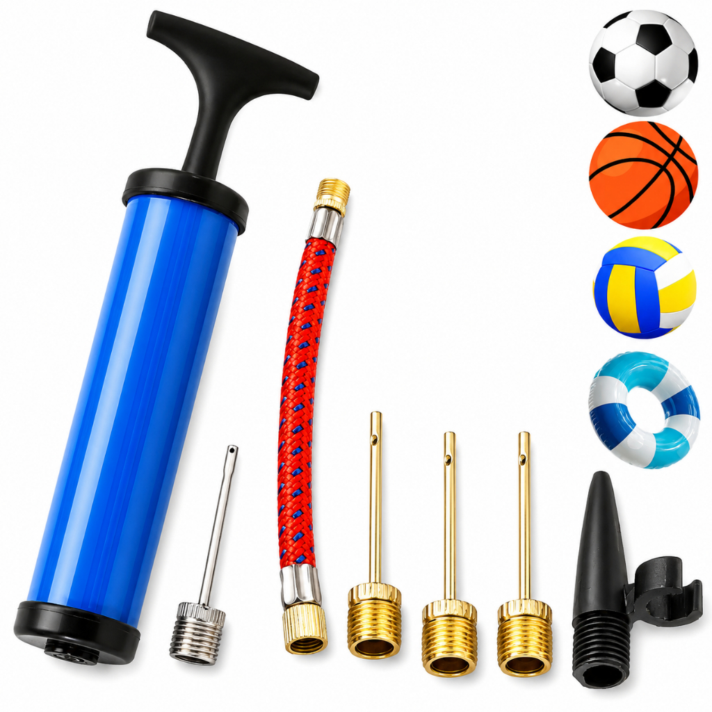 Detalhes do Bomba De Ar Manual Para Bola Colchão Inflável Piscina  Com Agulha Adaptador