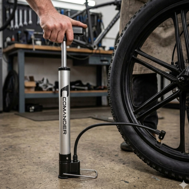 Bomba De Ar Para Bicicleta Comander Alumínio 30cm Para Encher Pneu De Bike Bola Picina
