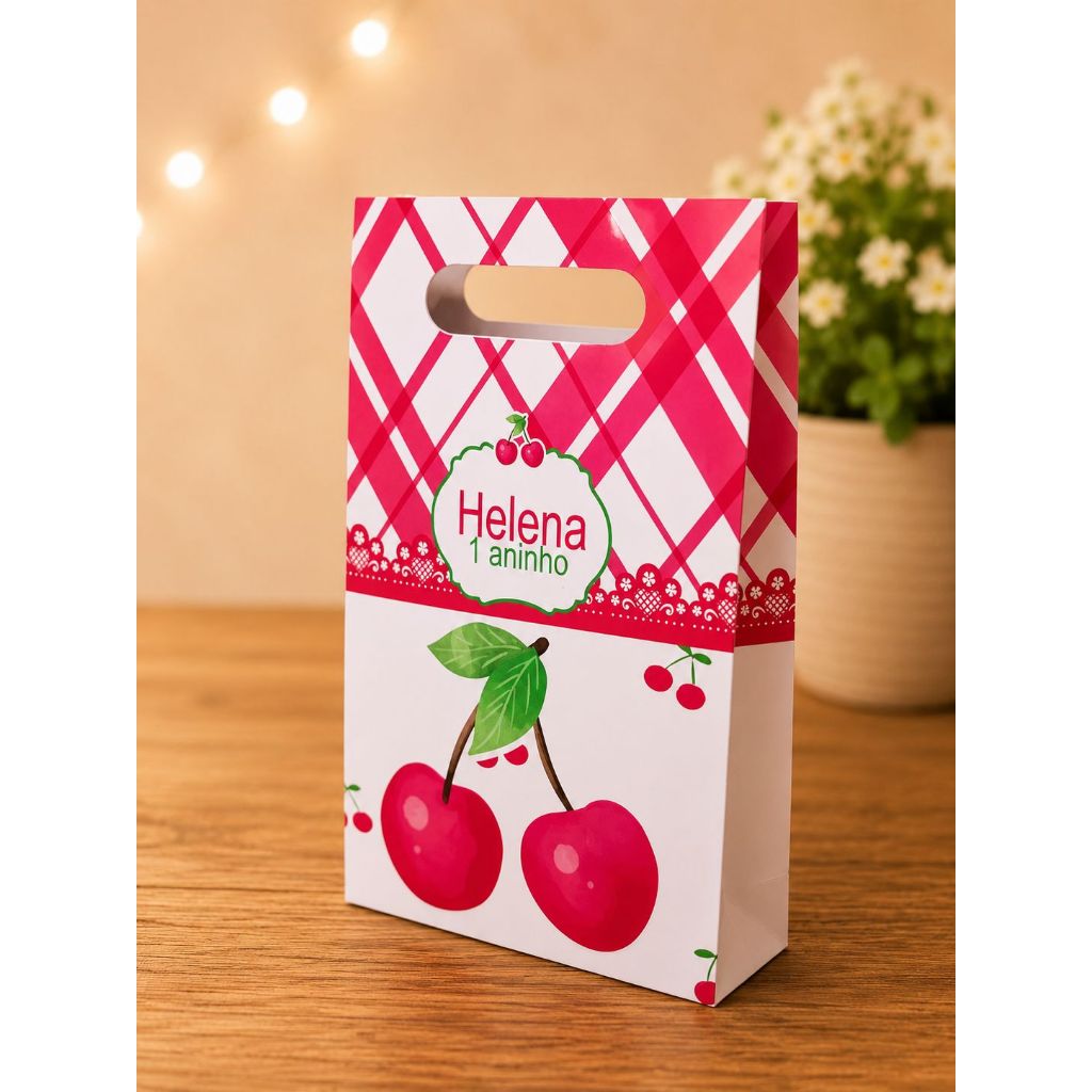 PEGUE E MONTE-Sacolinha Cerejinha Personalizada  Lembrancinha Festa Infantil Sacola Surpresa