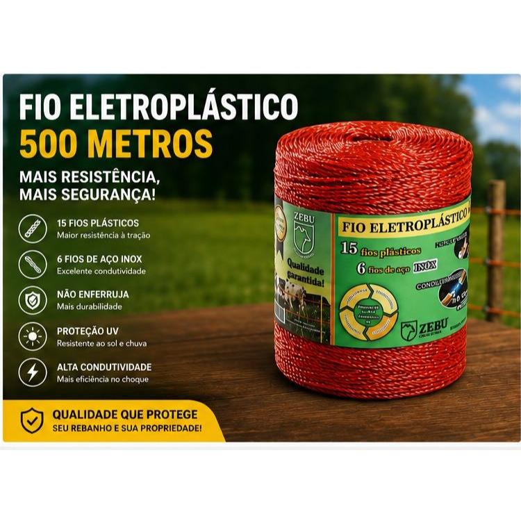 Fio Eletroplastico 500m Cor Laranja Zebu