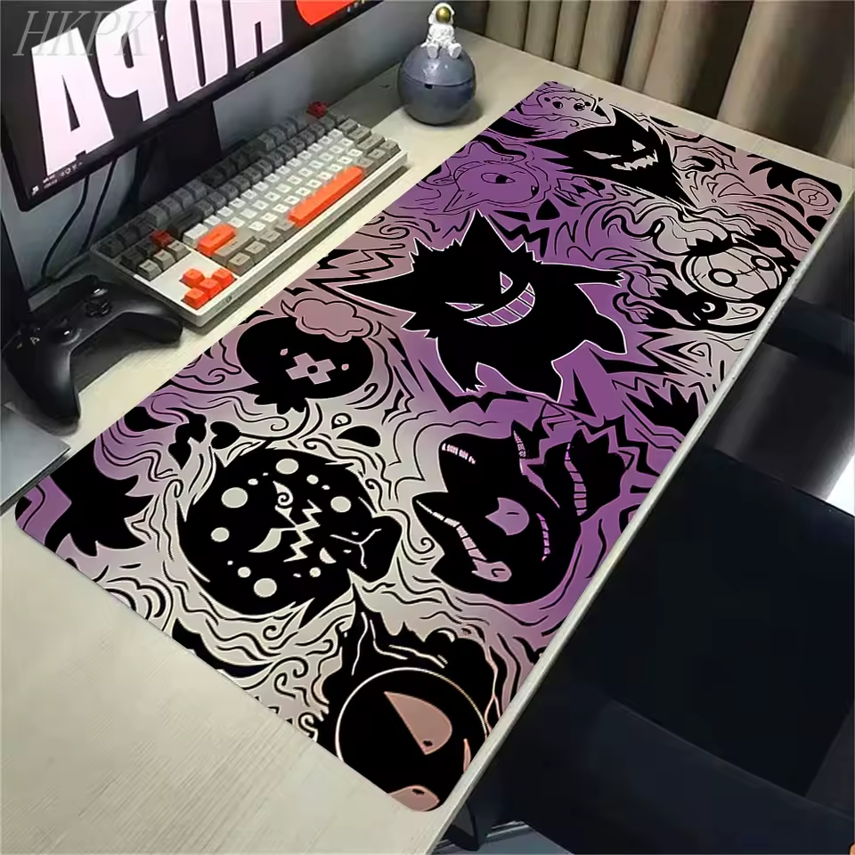 Mousepad Gamer 80x30 Antiderrapante Gengar Dark Phantom Black Vaporwave Anime PKM Evoluçao - SUBLIMA