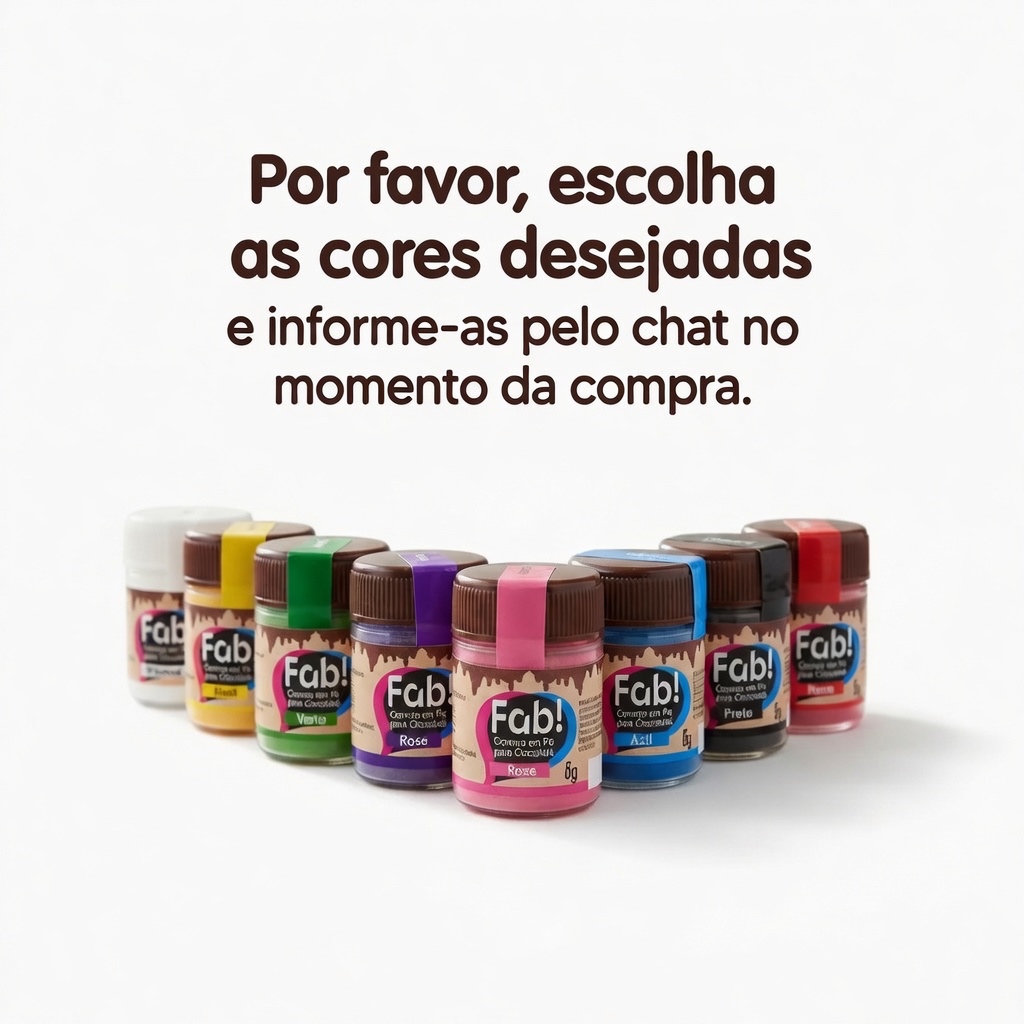6un CORANTE EM PÓ PARA CHOCOLATE 5g CORES FAB!