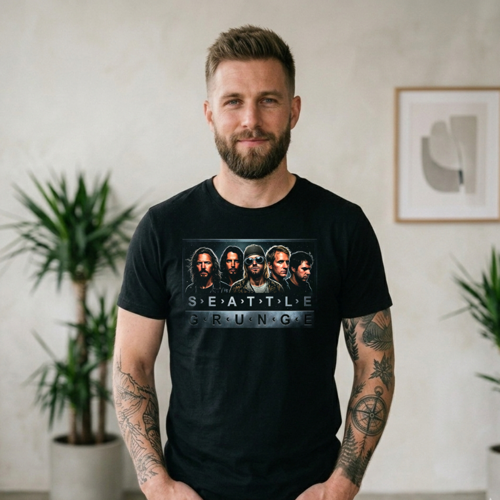 Camiseta Seattle Grunge Rock Retrô Música Rock Algodão Unissex