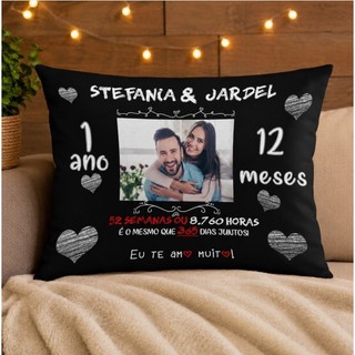 Almofada Casal Personalizada – Foto e Nome para Decoração ou Presente Namorados