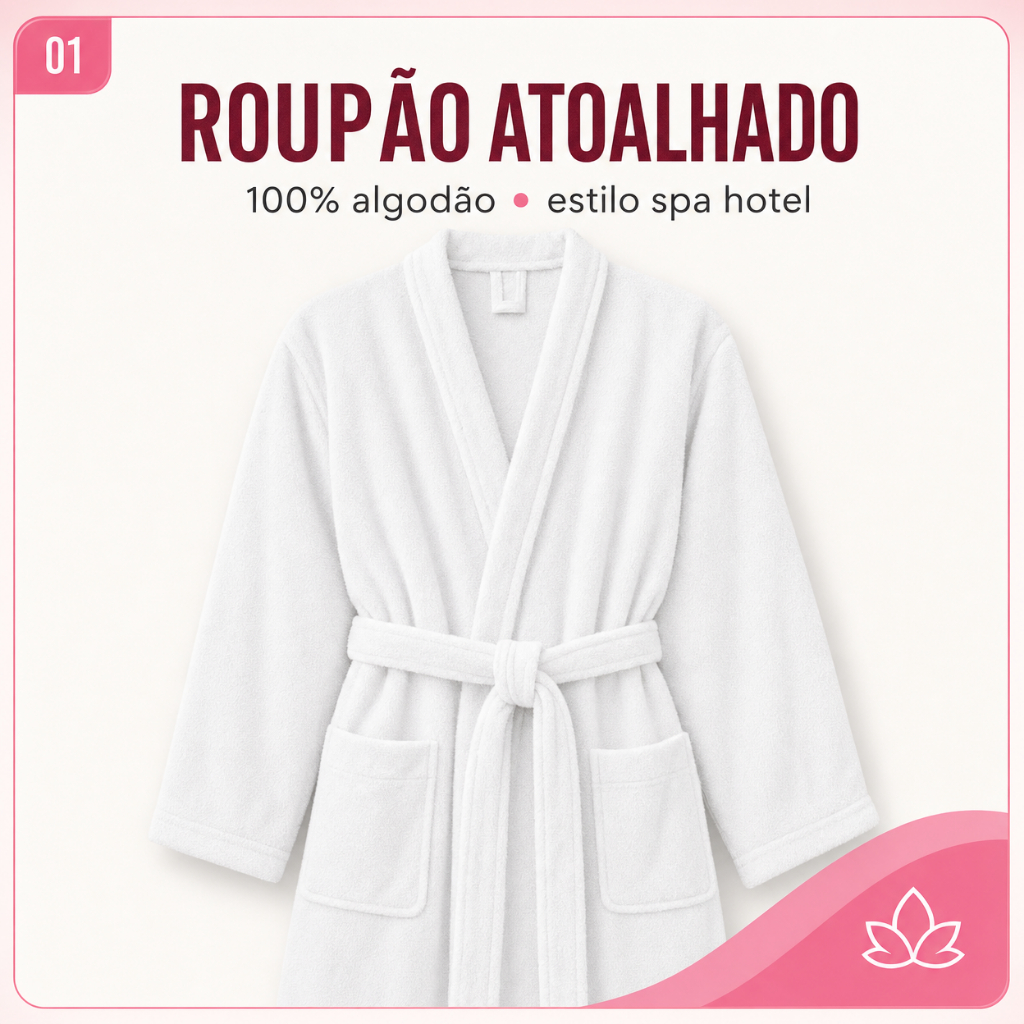 Roupão de Banho Adulto Atoalhado 100% Algodão Spa Hotel