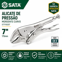 Alicate De Pressão Mordente Curvo 7'' Sata St71102st