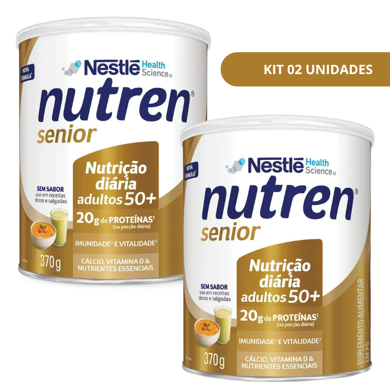 KIT 02 UNIDADES Nutren Senior 370g Sem Sabor - Suplemento Alimentar para Idosos