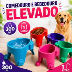 Comedouro ou Bebedouro Elevado Cachorros 1000 OU 300 ML Médio e Grande e pequeno Porte e gatos