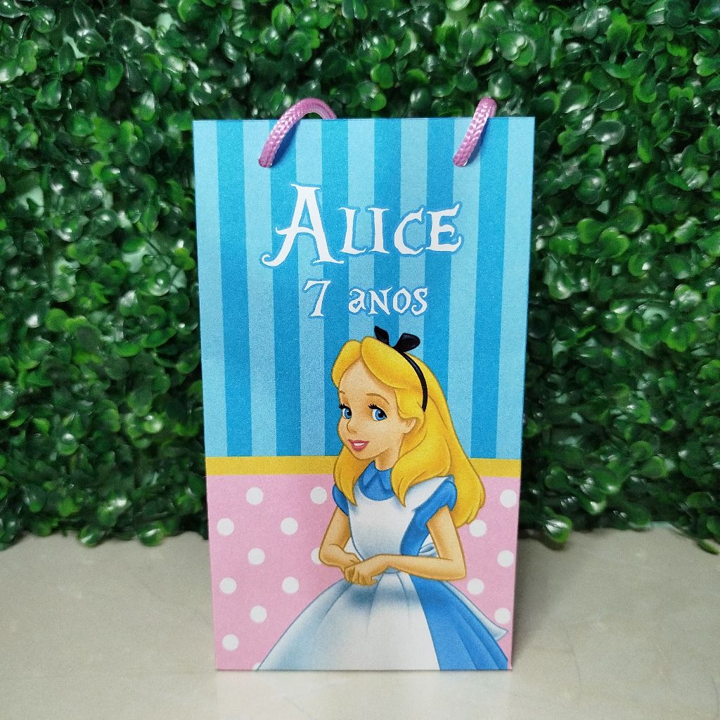 10 Sacolinha Personalizada Alíce no País das Maravilhas Festa Infantil