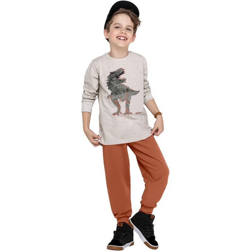 Conjunto infantil meia estação, inverno menino, camiseta manga longa e calça de moletom