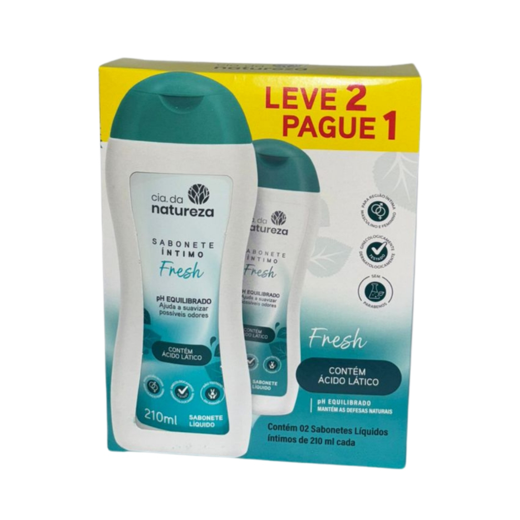 Combo 2 Unidades Sabonete Íntimo Fresh Cia Da Natureza 210ml Liquido