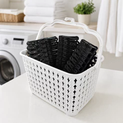 Kit Cesto Com Alça Para Prendedor E 48 prendedores de roupa