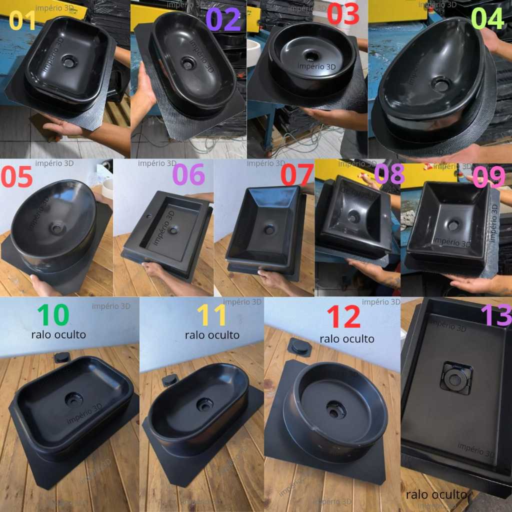Kit Premiun Com 13 Formas Para Fabricar Cubas de Banheiro Cuba de Sobrepor Molde 3D