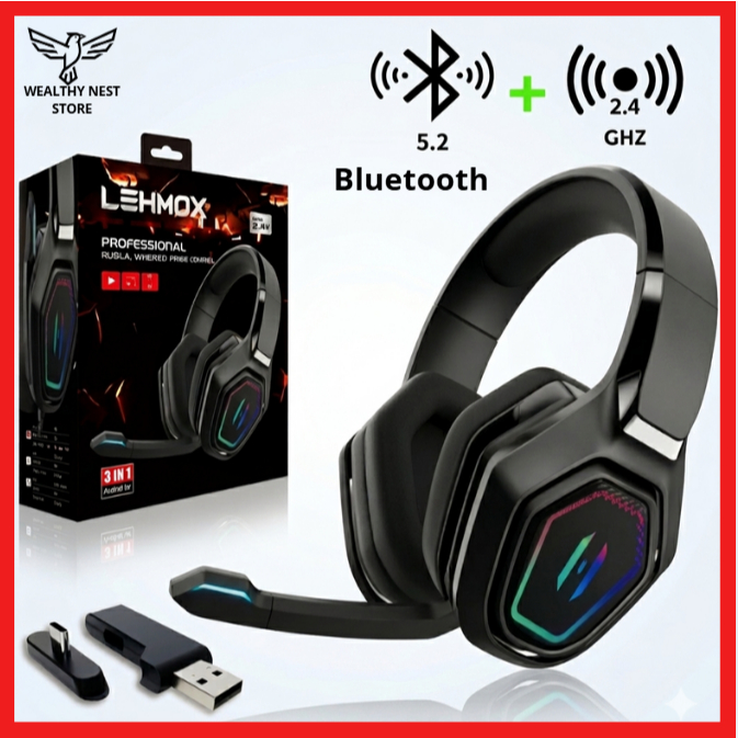 Fone Headset Gamer Bluetooth Sem Fio com Microfone HD | Redução de Ruído | Áudio Estéreo | LEY-2253