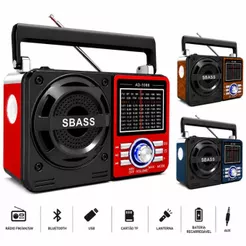 Rádio Retro Caixa de Som Bluetooth Lanterna Portátil FM AM USB SD Recarregável Pilha