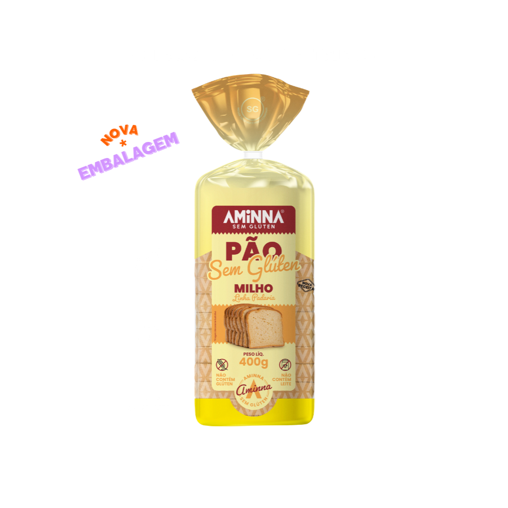 PÃO DE MILHO, SEM GLUTEN, SEM LEITE, 400G  - AMINNA