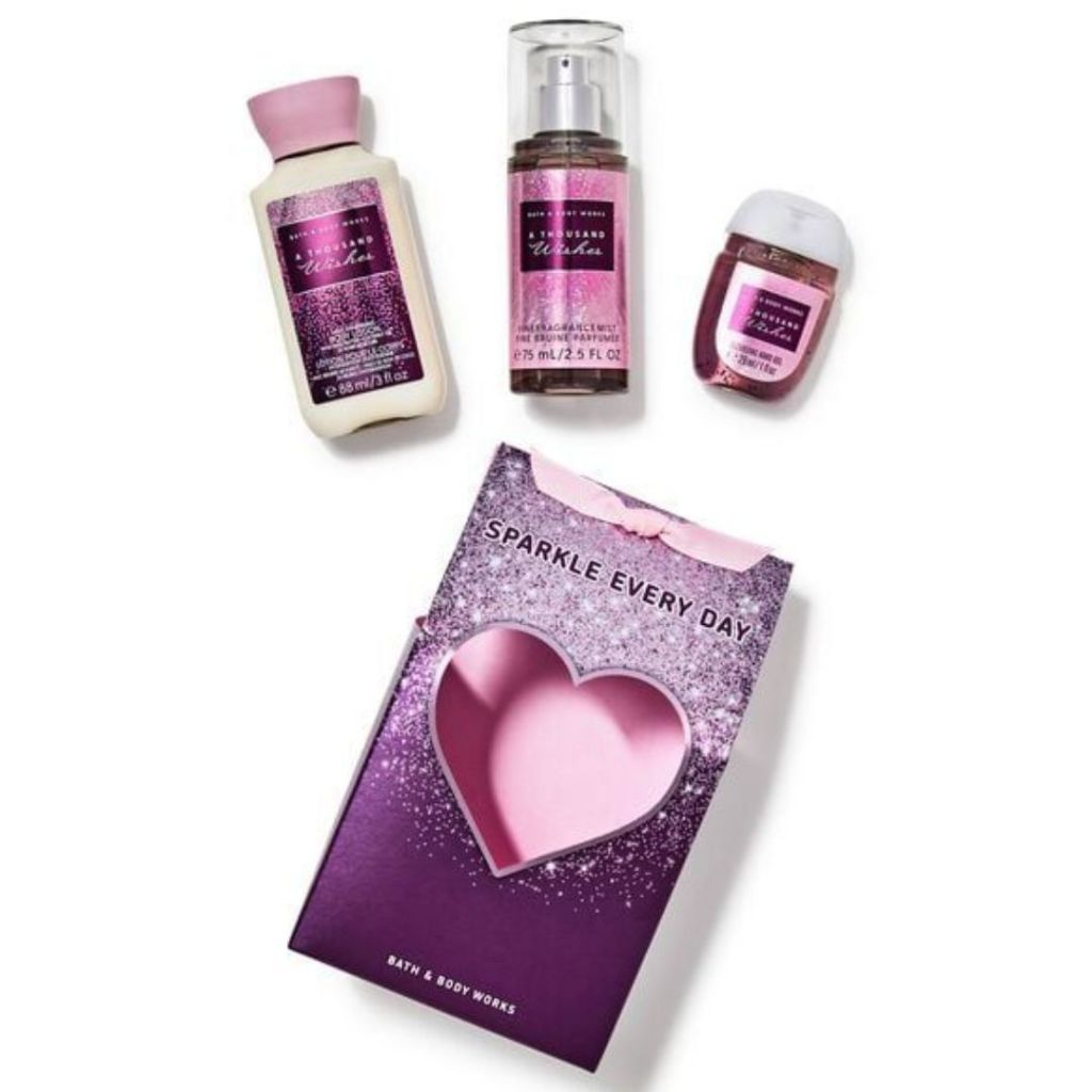 Kit Mini Travel A Thousand Wishes Bath & Body Works - Fragrance Mist + Body Lotion + Álcool em gel