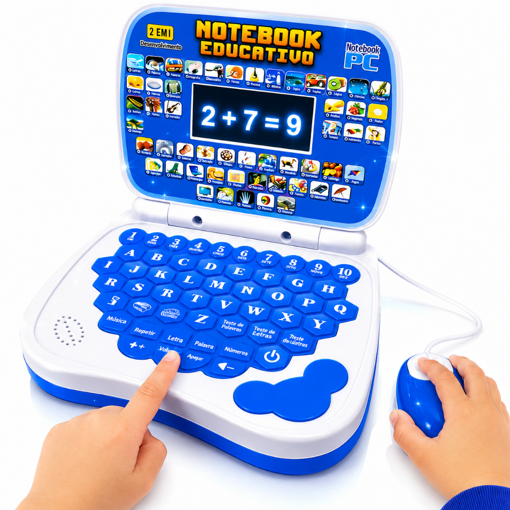 Notebook Educativo + Mouse Brinquedo Didático Infantil Interativo