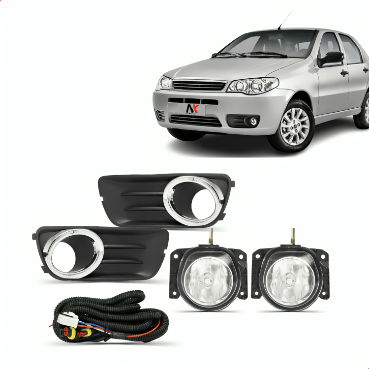 Kit Farol Milha Palio Economy Zoião 2011 A 2015 Grade Aro Cromado