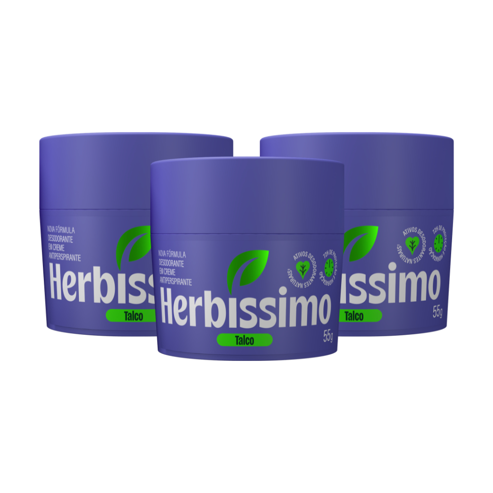 Kit Desodorante Em Creme Antitranspirante Herbíssimo Talco (3 unidades)