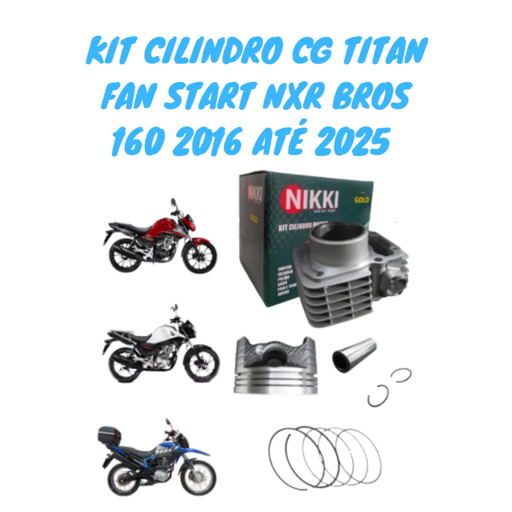 Imagem Kit Cilindro Motor Camisa Pistão e Anéis Honda Titan Fan Bros 160 2015 A 2025