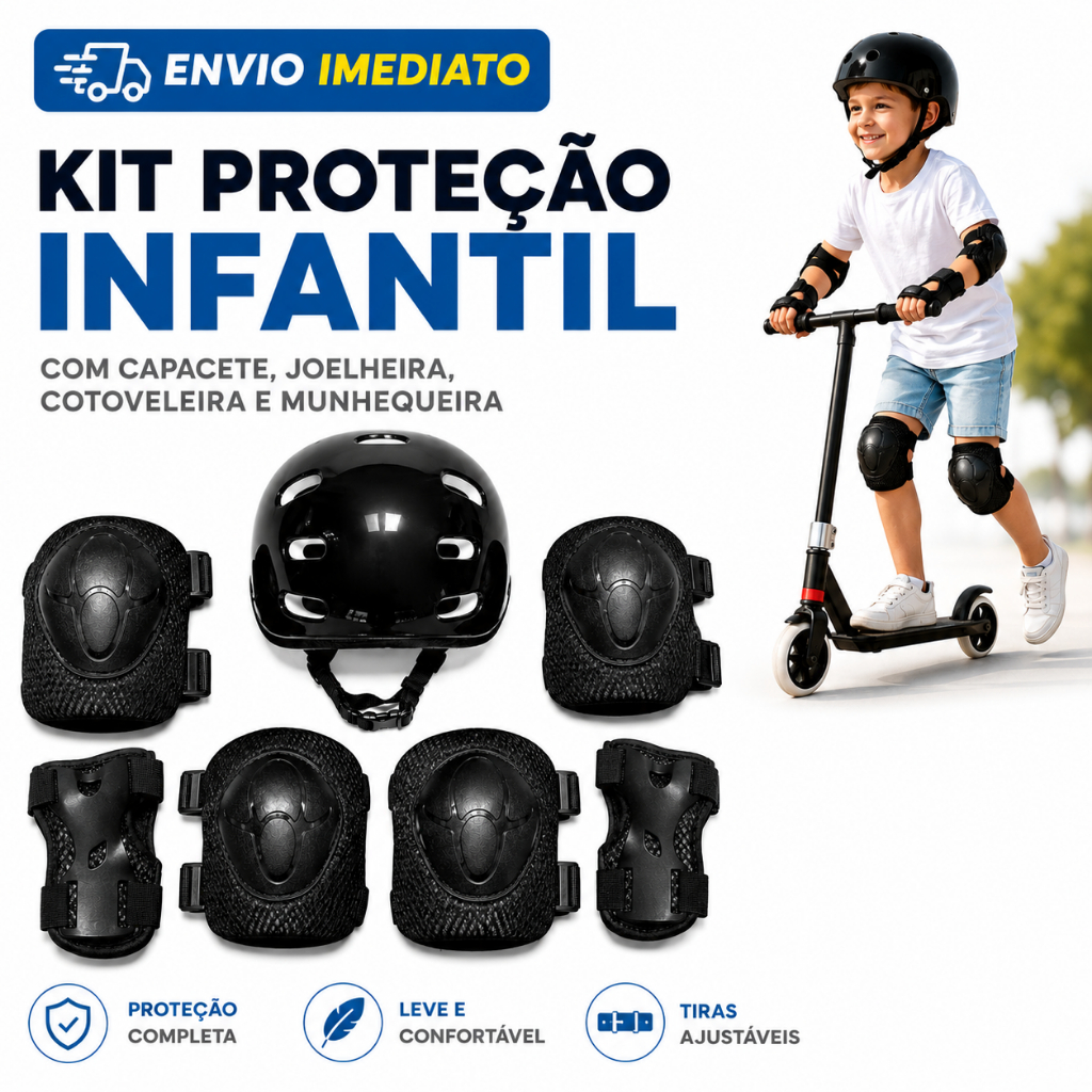 Kit De Proteção Infantil Esportivo Para Patins Patinete Bike Skate Unissex