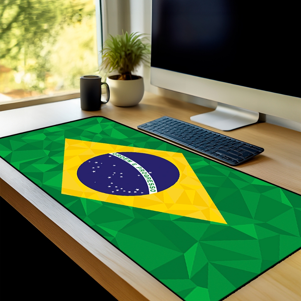 Mouse Pad Grande Gamer Brasil Copa Do Mundo 2026 65x30 Antiderrapante Borda Costurada