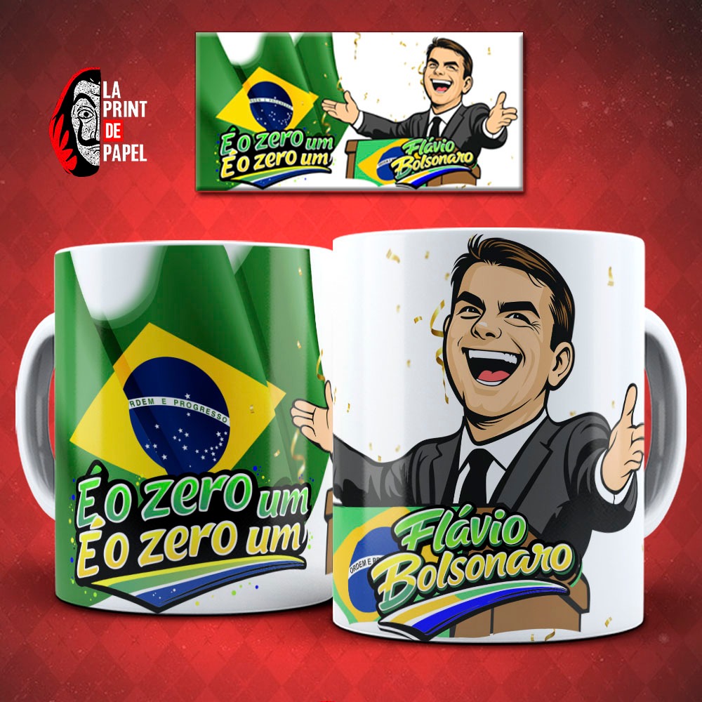 Caneca Personalizada Flávio Bolsonaro Brasileira Humor Engraçada Frase Brasil 325ml