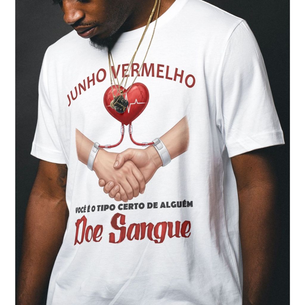 Camiseta Junho Vermelho Campanha Doação de Sangue Doe Sangue