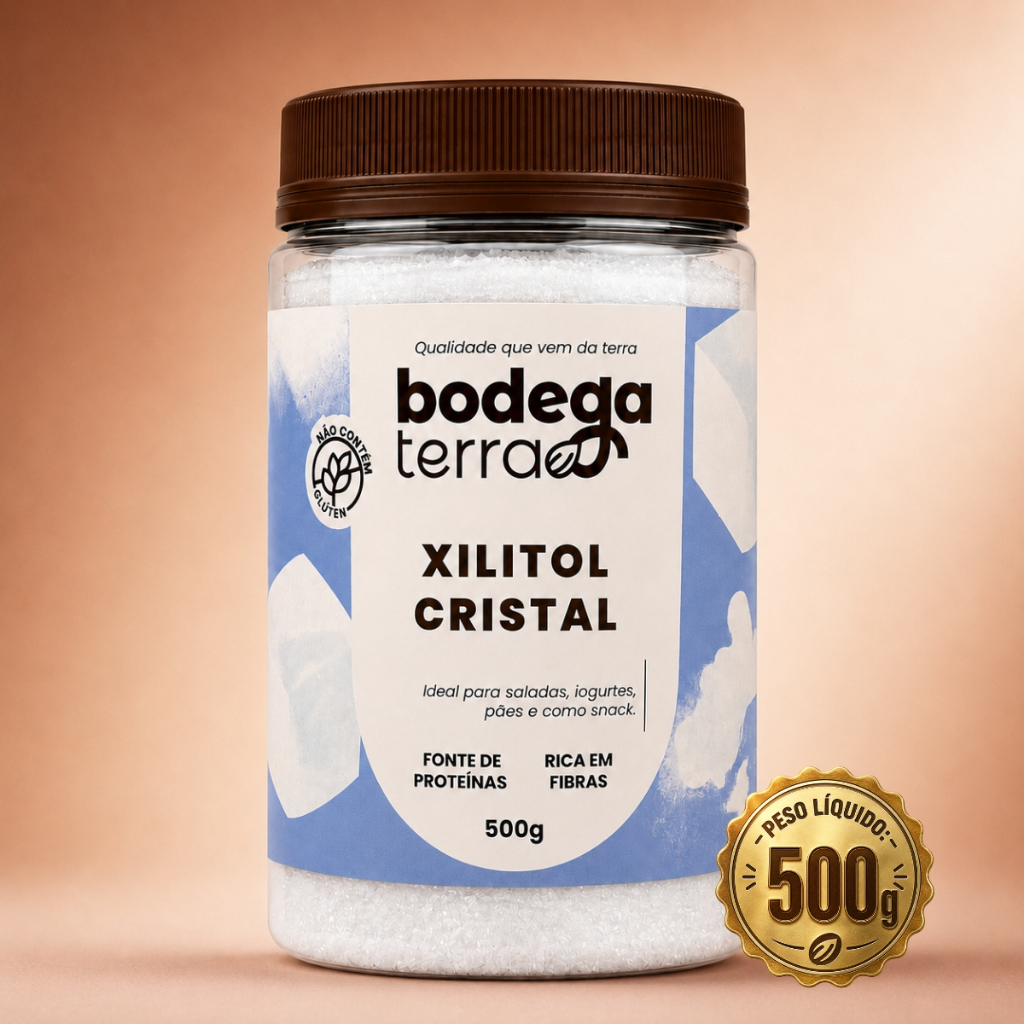 Xilitol Xylitol Cristal Adoçante 100% Natural Puro Rico em Fibras 500g em Pó