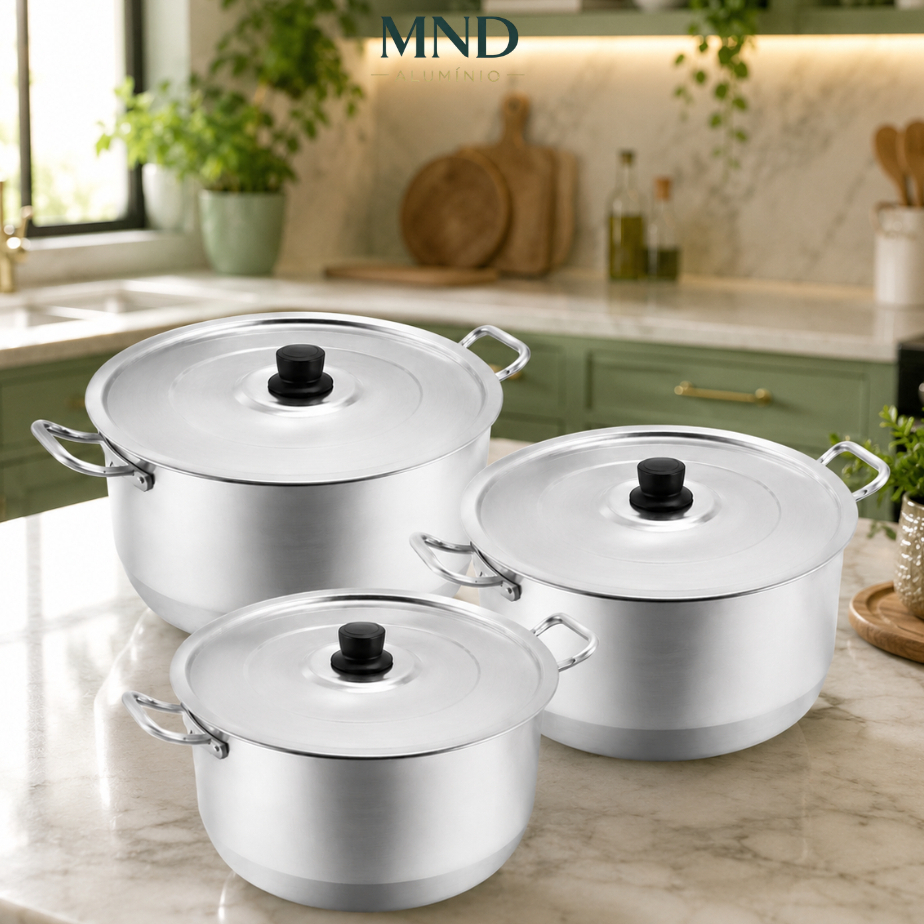 Conjunto de Panelas Alumínio Grande, KIT FEIJOADA 3 PANELAS FEIJOADA, SOPA E CALDOS