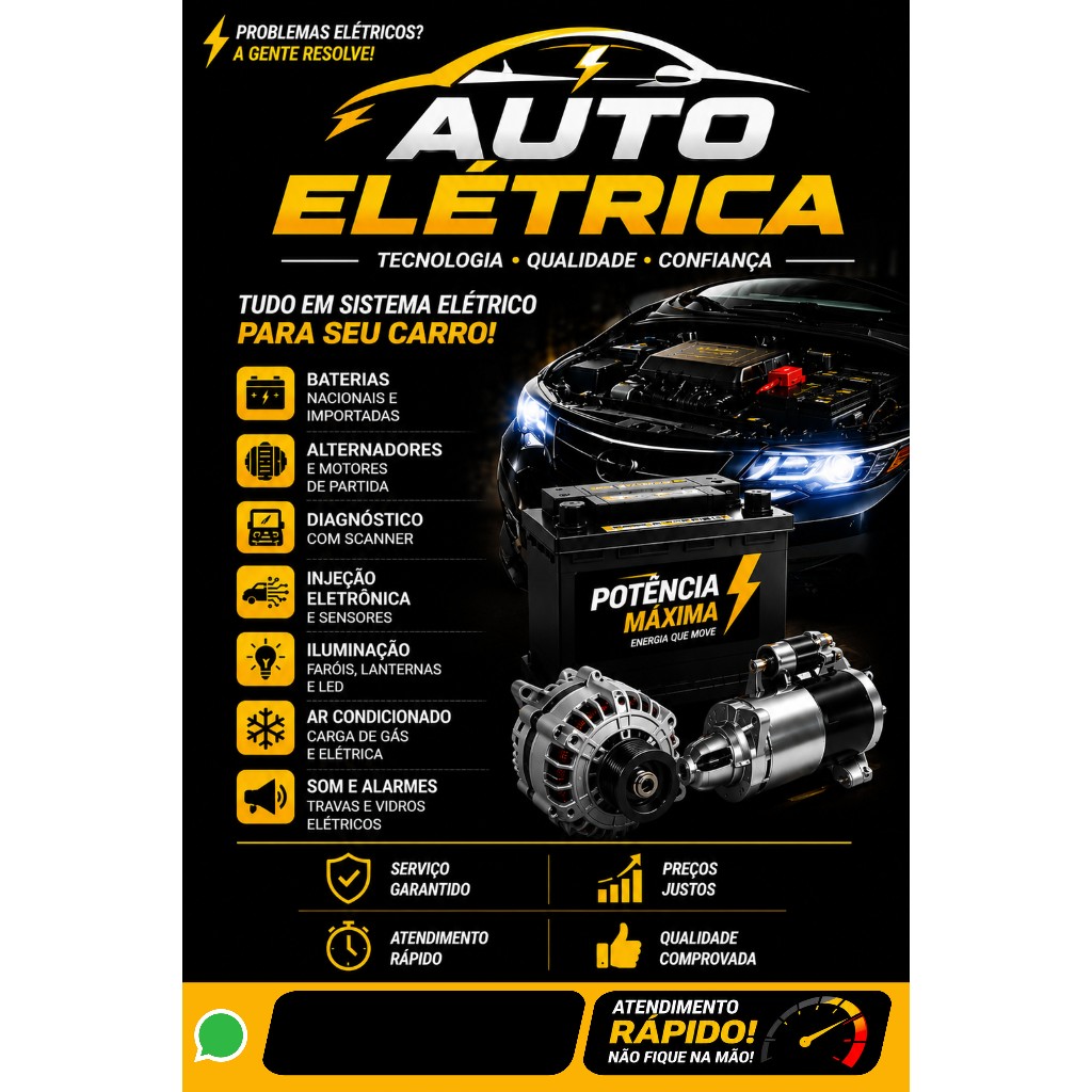 Banner Auto Elétrica Personalizado Diversos Tamanhos Alta Qualidade Oficina Auto Center