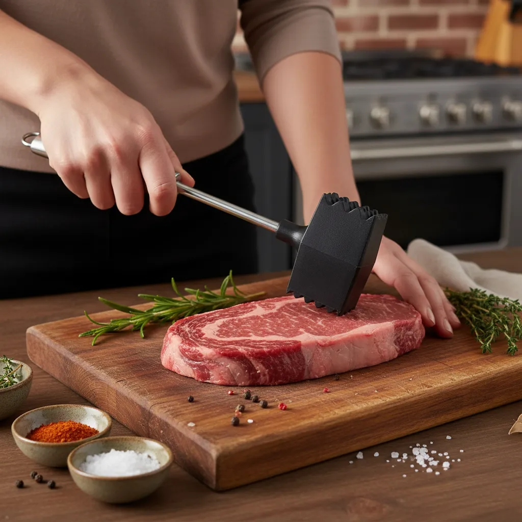 Martelo Amaciador De Luxo De Carne Batedor Pesado Bife Em Aço Inox Resistência Kehome — imagem 2 de 2