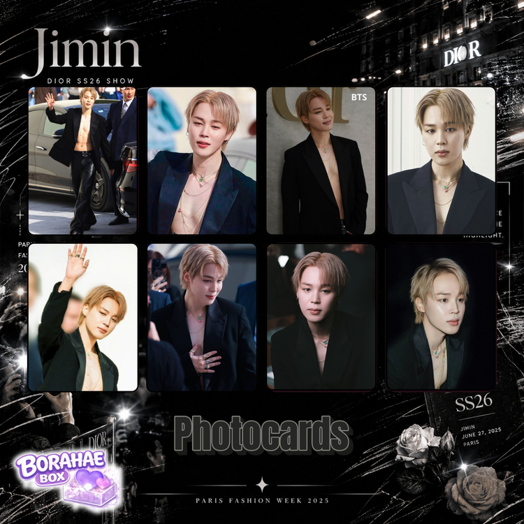 Kit de Photocards Fanmade Jimin Dior | BTS Airport & Fashion | 300g Laminado