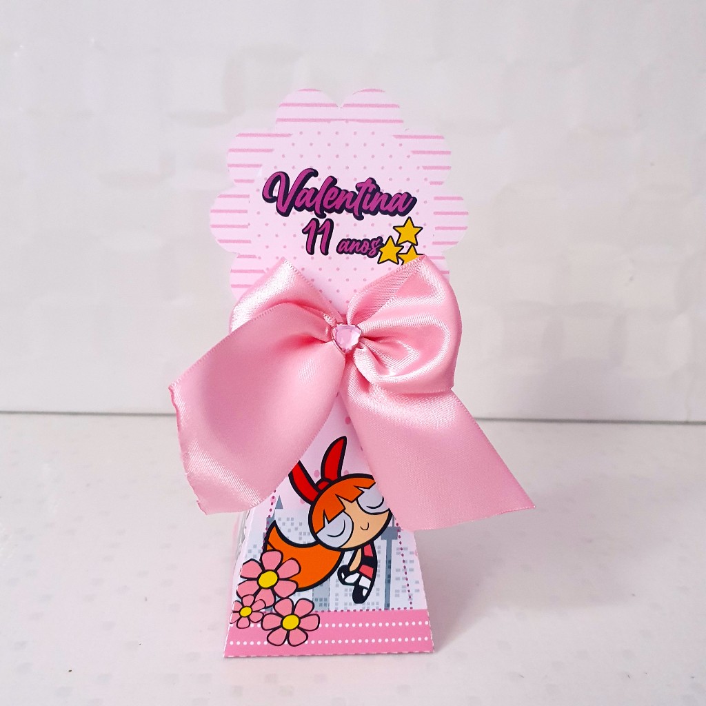 Kit Caixa Pirâmide Florzinha Meninas Super Poderosas Personalizada PEGUE E MONTE – Lembrancinha Festa Infantil