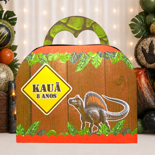 KIT Caixas Maleta Personalizada JURASSIC PARK DINOSSAURO - Lembrancinhas para Festa MONTADO