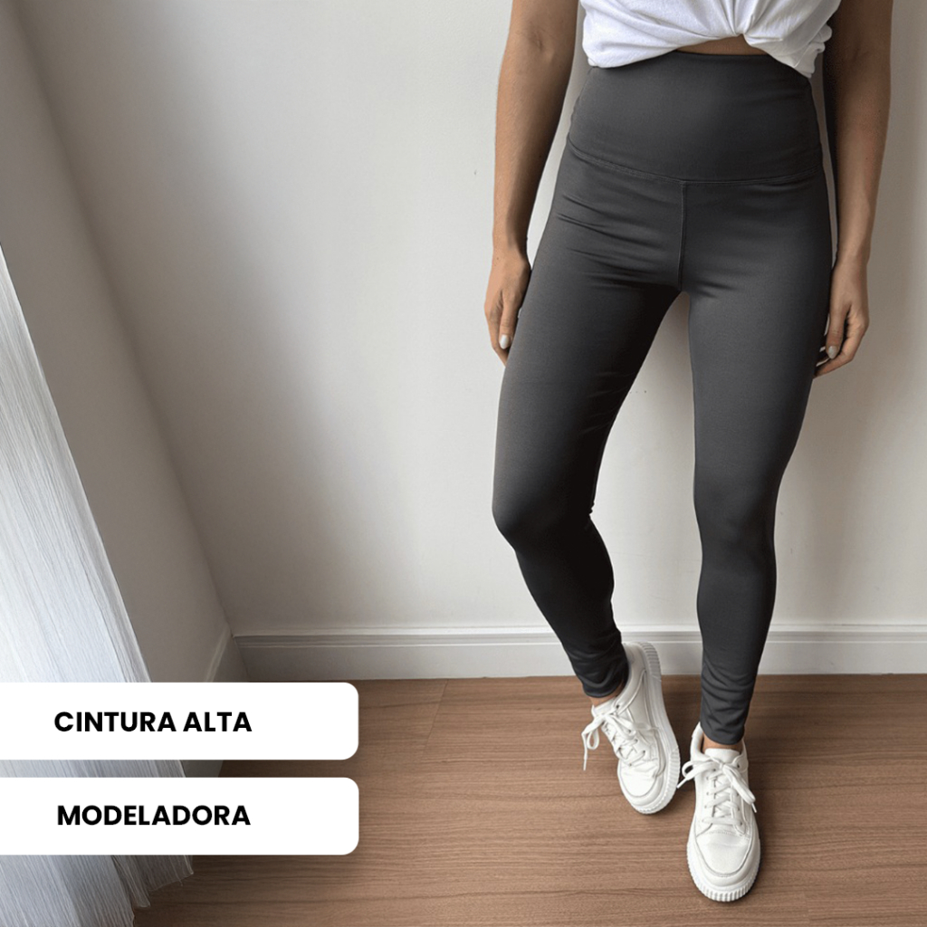 Calça Básica Legging Cinza Feminina Suplex Para Usar No Dia a Dia