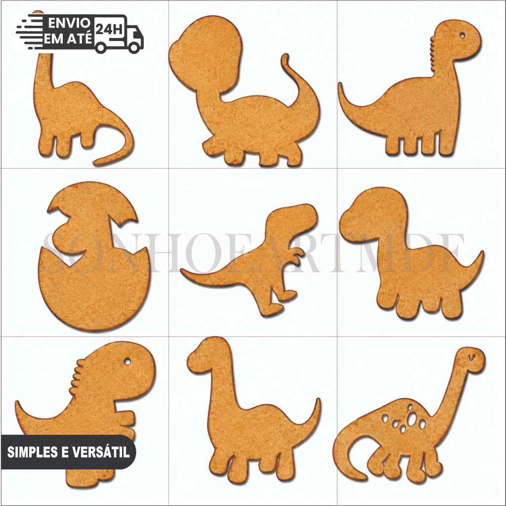 Aplique Dinossauro MDF Kit 30/50un Artesanato Corte Laser Jurassic Dino Scrapbook Decoração Festa Infantil DIY Painel