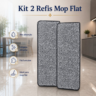 Kit 2 Refis Mop Flat 5 Litros Microfibra Limpeza Piso Refil Mopi 5L