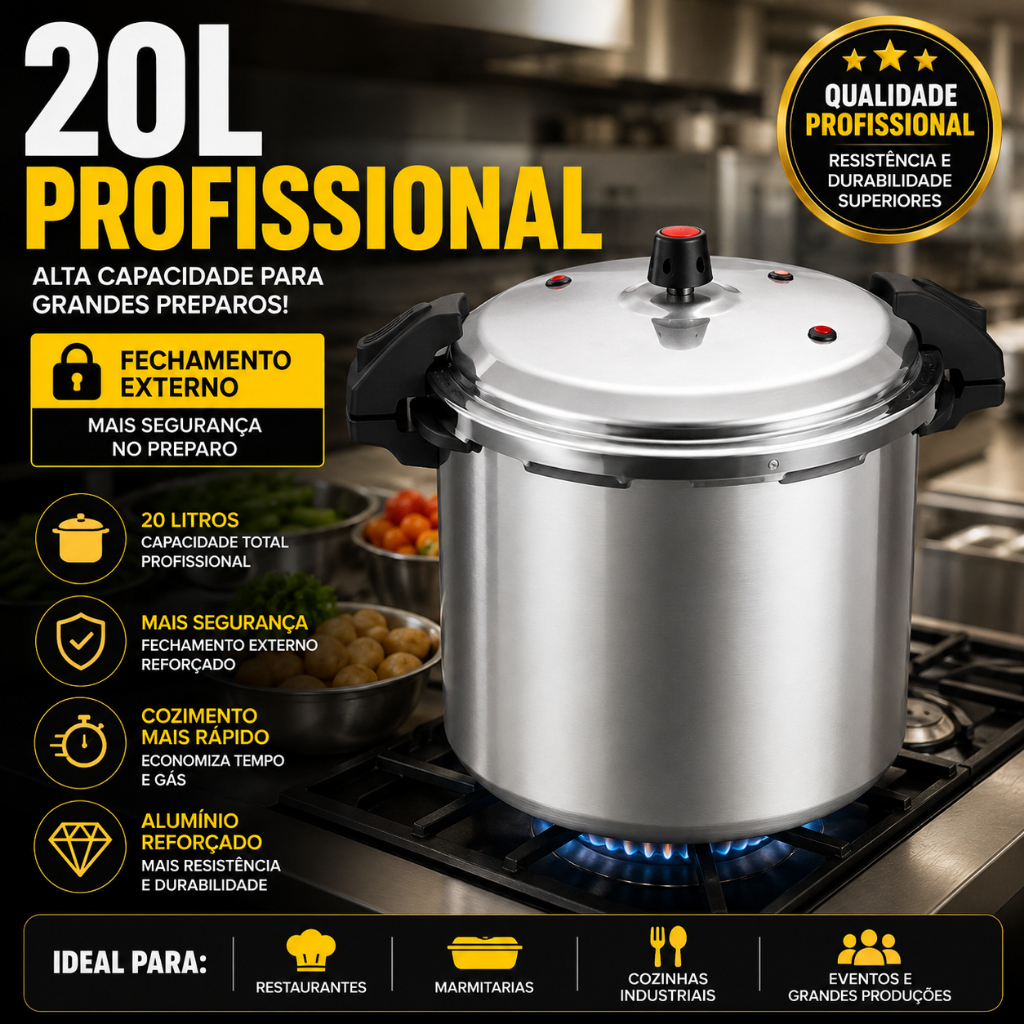 Panela de Pressão 20 litros Profissional com Fechamento Externo
