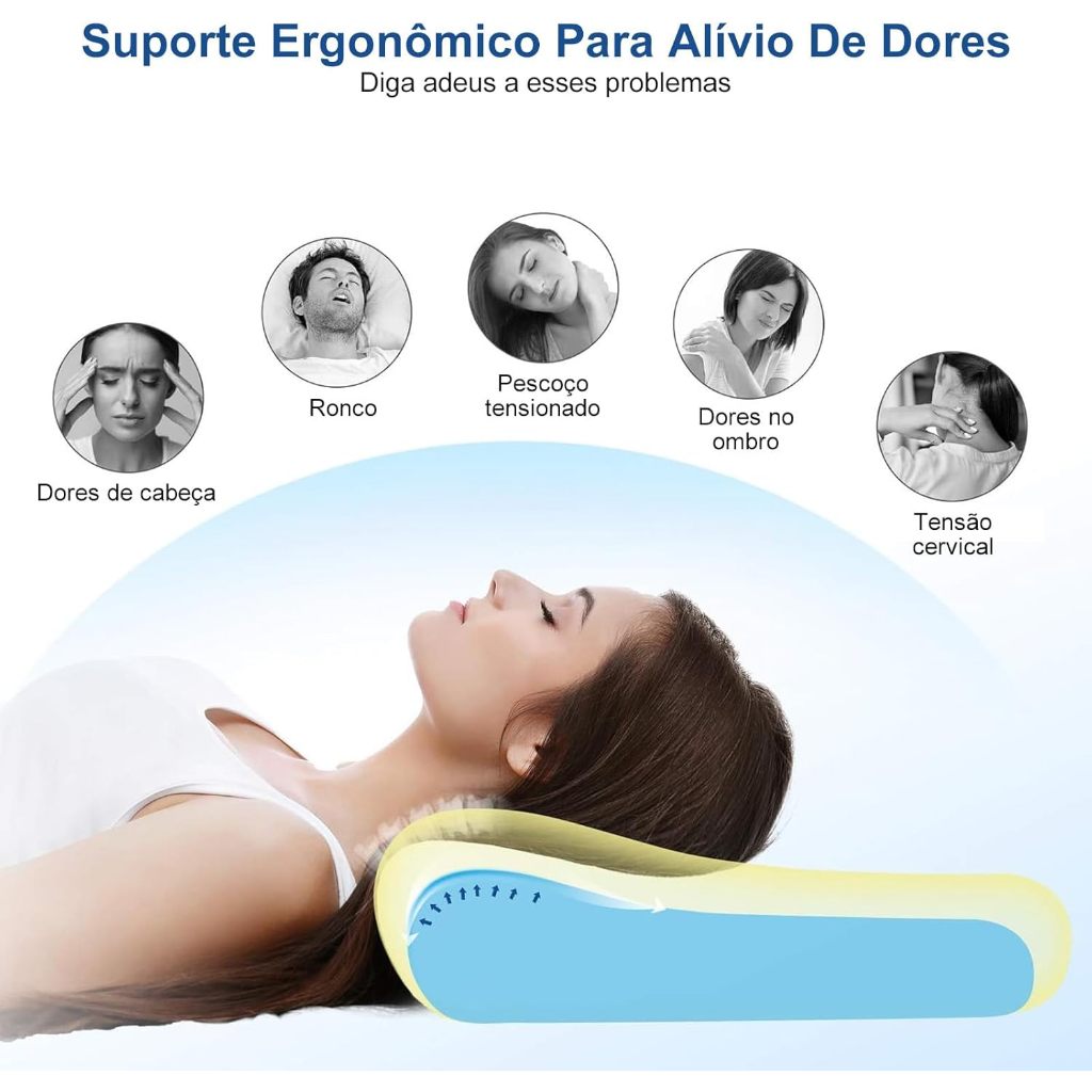 60*35*11 Travesseiro zero pressão para dormir de lado, Travesseiro ergonômico para correção cervical
