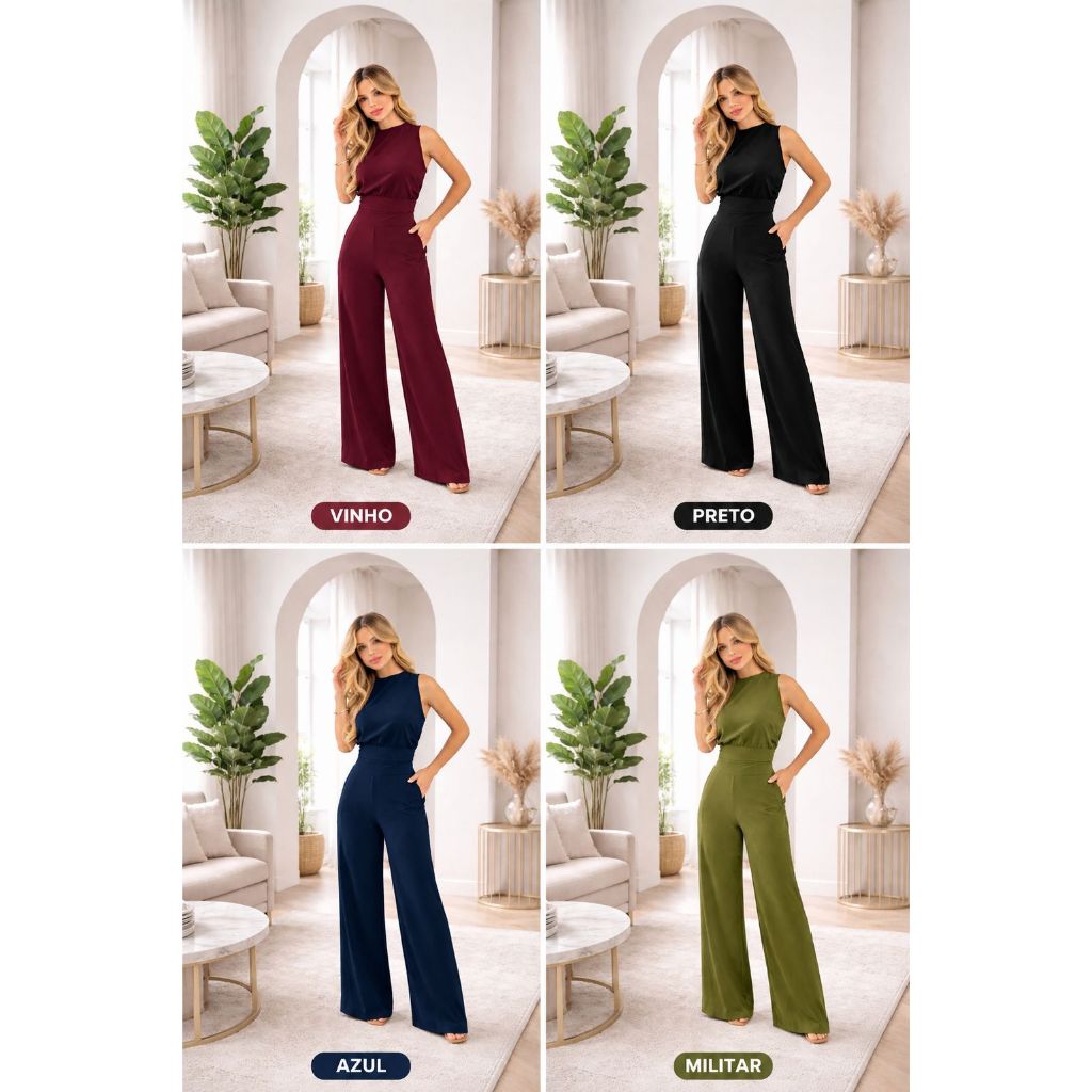Conjunto Pantalona Duna Calça Pantalona e Blusa Regata com Amarração Frontal