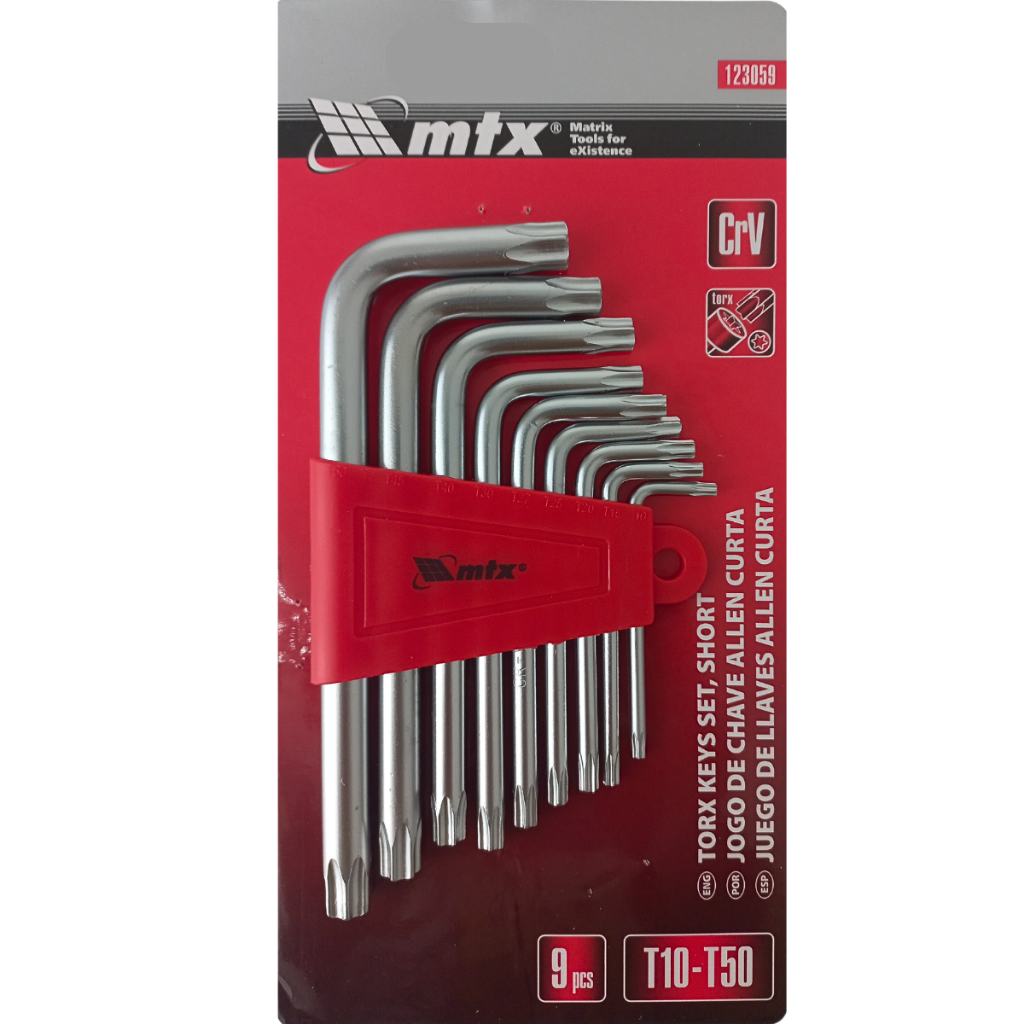 Jogo De Chave Torx Curta T10 Até T50 Com 9 Peças 123059 Mtx